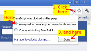 Click the little icon to allow javascript