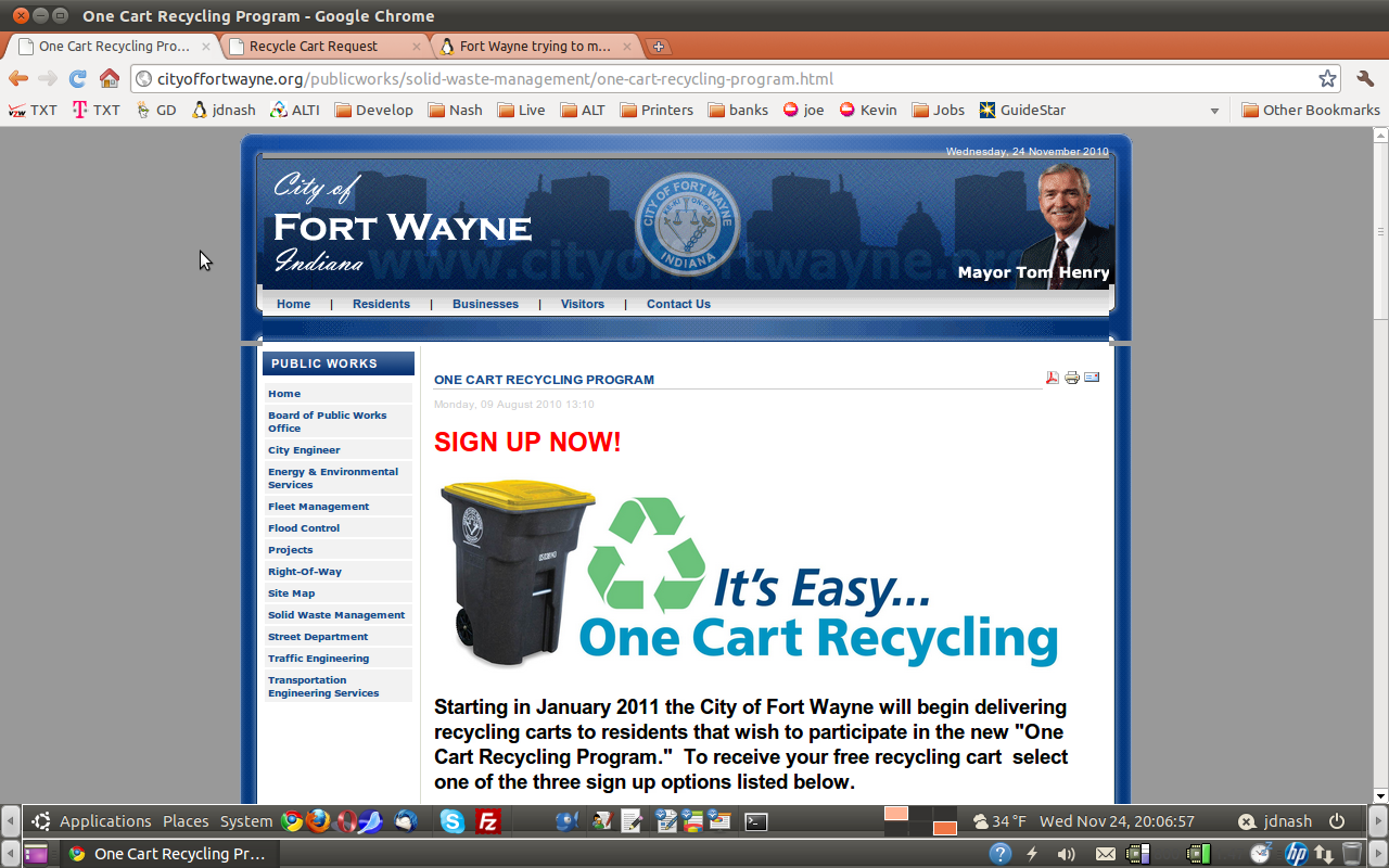 City of Fort Wayne Recycle Site landing page clean, conforms to standards, and well designed
